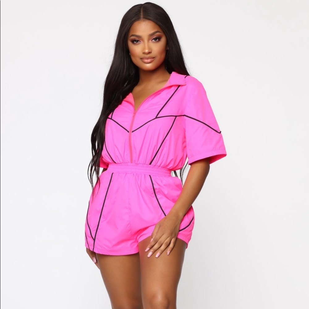 Pink black Windbreaker Jumpsuit